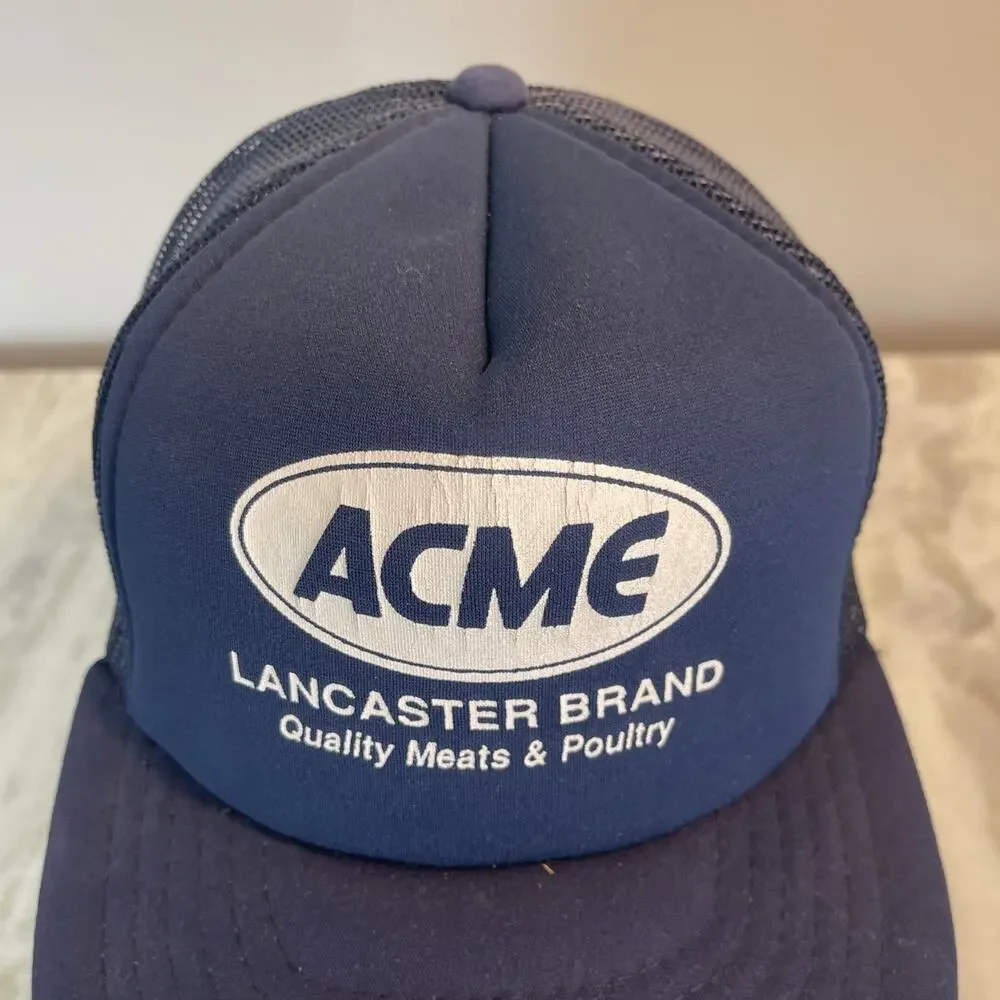 Vtg 1980’s Trucker Hat Snapback Cap ACME Food Service Lancaster Brand Rare 9